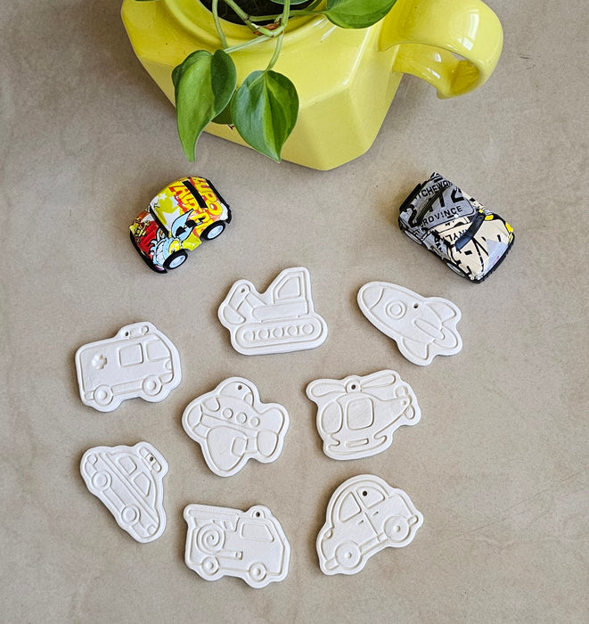 Transportation clay charms for kids
