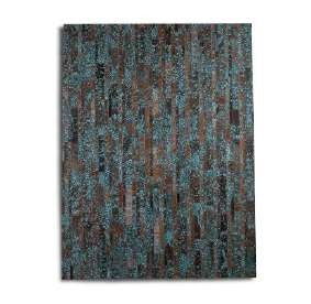 DEKOLAND Stripes Rug Brown and Floral Turquoise
