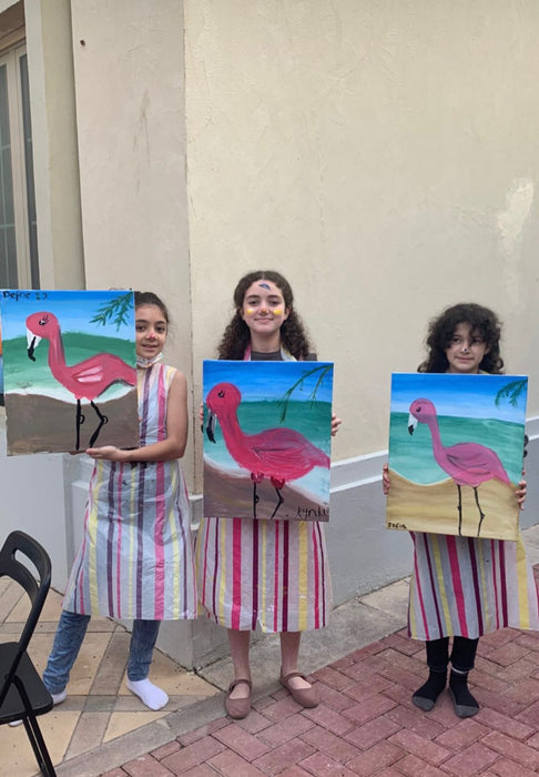Flamingo acrylic workshop for birthday parties