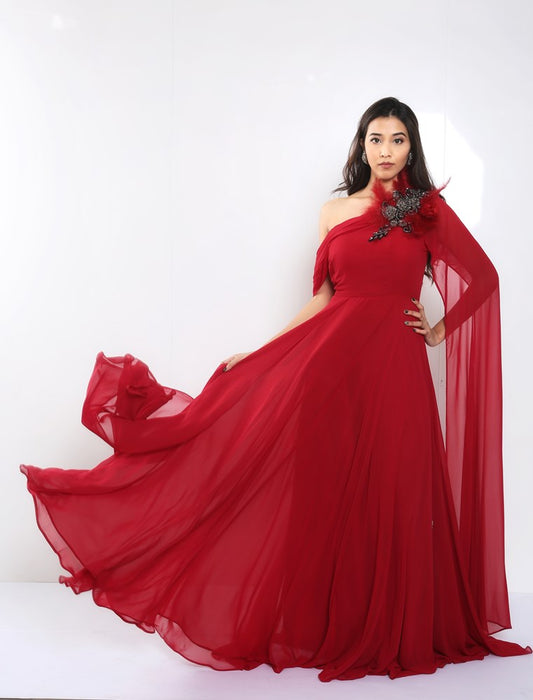 red prom gown