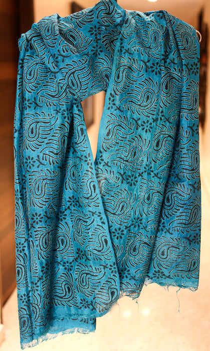 Kantha Stitched Dupatta on Silk Base