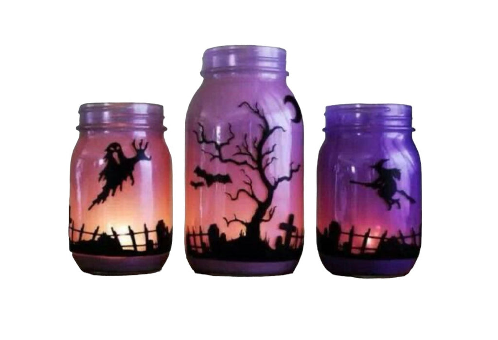 Halloween glass jars - Purple