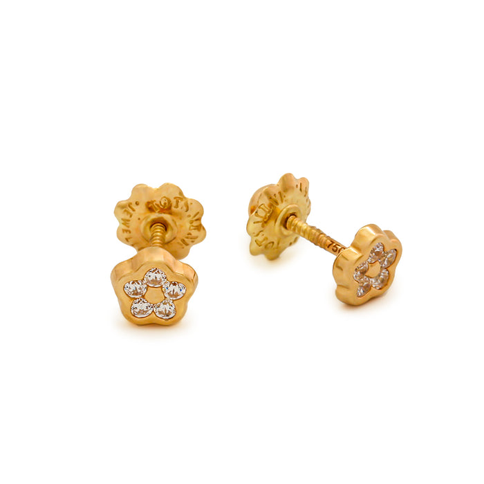 Sparkling 18k gold flower earrings