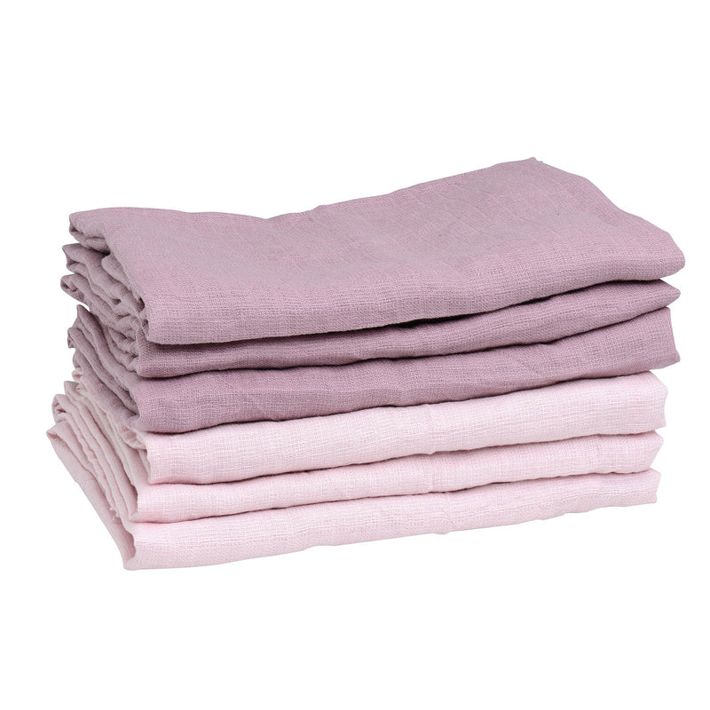 Mininor - Organic Muslin Towel, Rose/Heath Flower 6 - Pack
