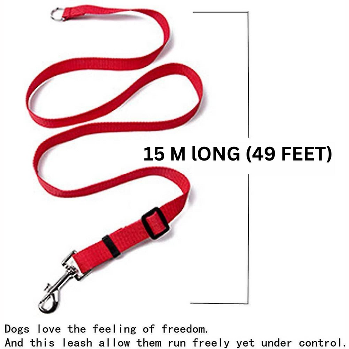 15m Adventure Leash | Extra Long and Secure Dog Leash (Red)