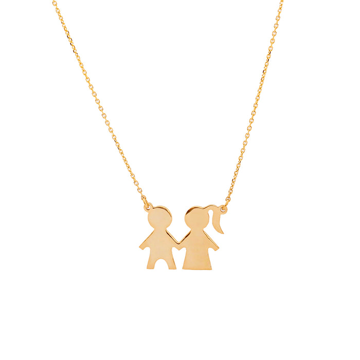 Son and daughter 18 gold necklace