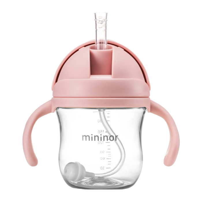 Mininor - Straw Bottle Tritan 220ml Rose