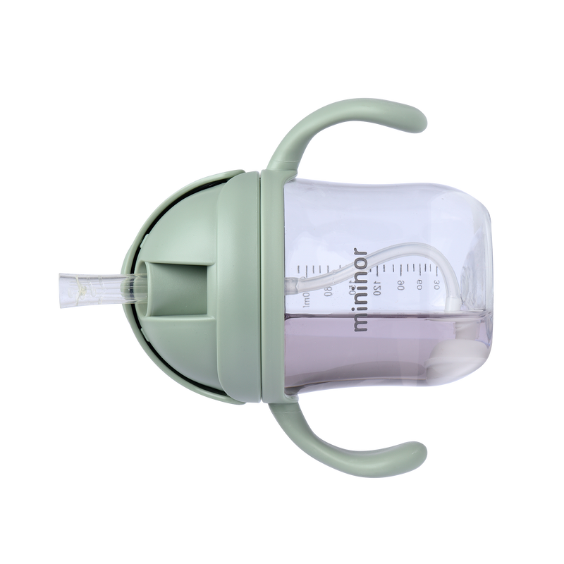 Mininor - Straw Bottle Tritan 220ml Willow Green