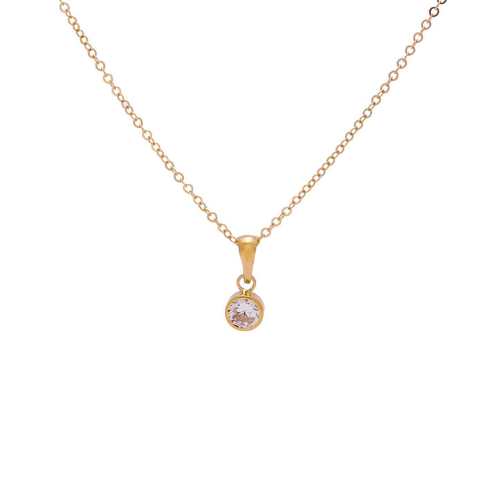 classic round 18k gold and zircon necklace