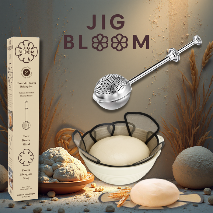 JIG BLOOM Floral Baking Set – 2 Piece (Round Sling + Flour Duster) 