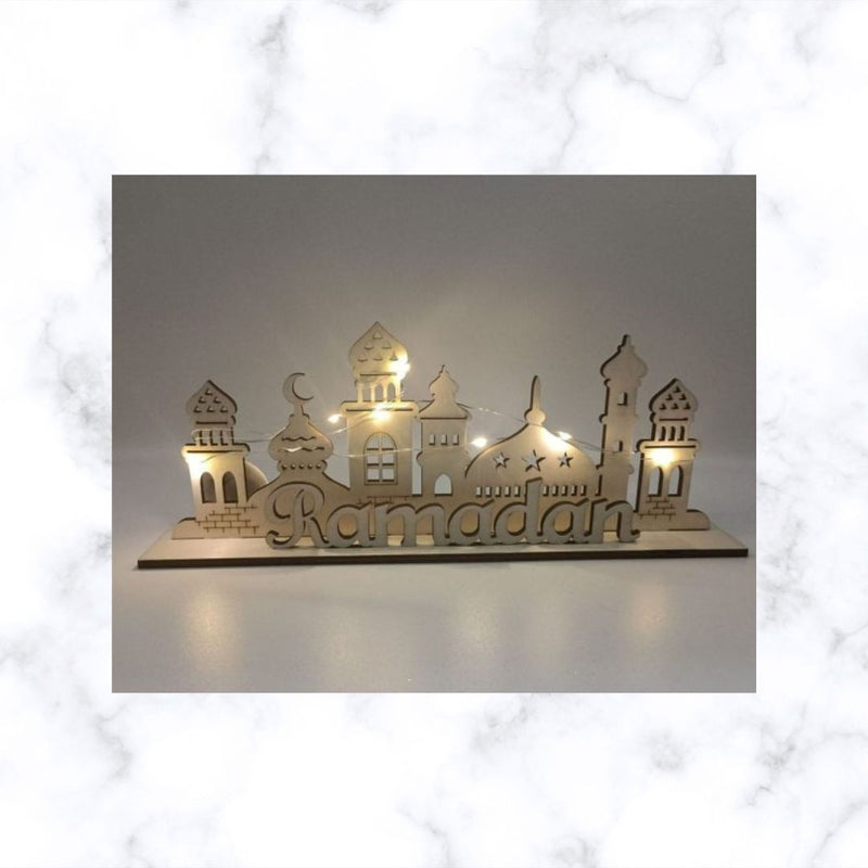 Ramadan and Eid Wooden Decor with LED lights | Wooden Mosque | Islamic Décor