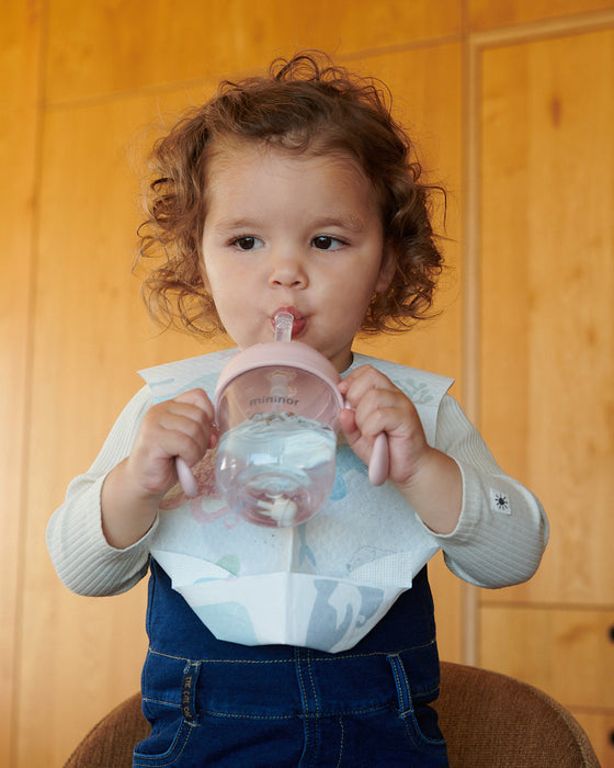 Mininor - Straw Bottle Tritan 220ml Rose