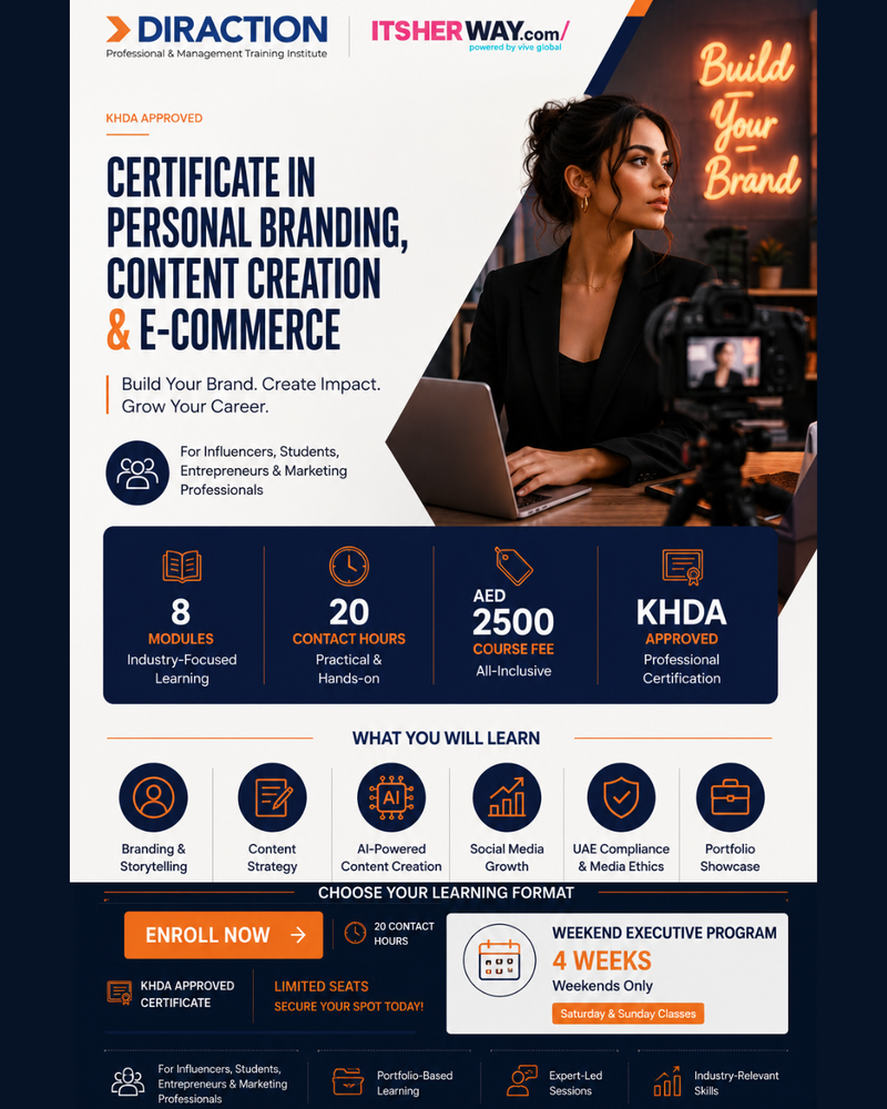 Flexible Weekend: Certificate in Personal Branding, Content Creation & E-Commerce