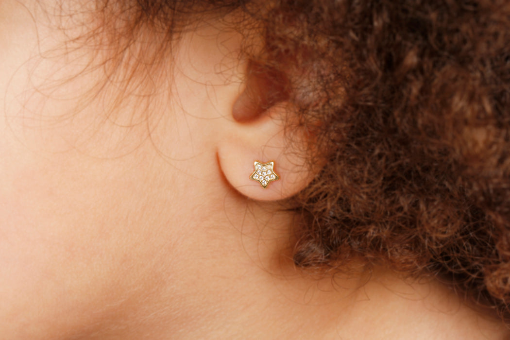 Shooting stars gold stud earrings