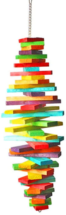 Prestige Bird Chew Toy: 40 cm Multicolored Wooden Marvel!