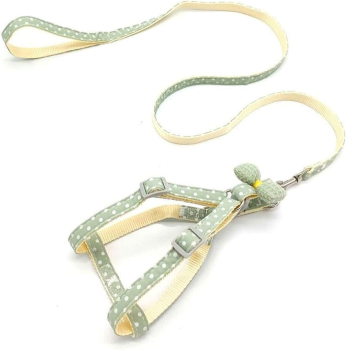 Polka Dot Realness Harness and Leash Set! (Green & Pink)