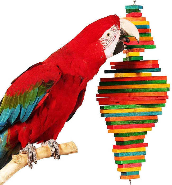 Prestige Bird Chew Toy: 40 cm Multicolored Wooden Marvel!
