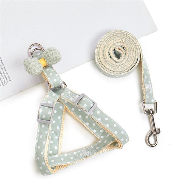 Polka Dot Realness Harness and Leash Set! (Green & Pink)