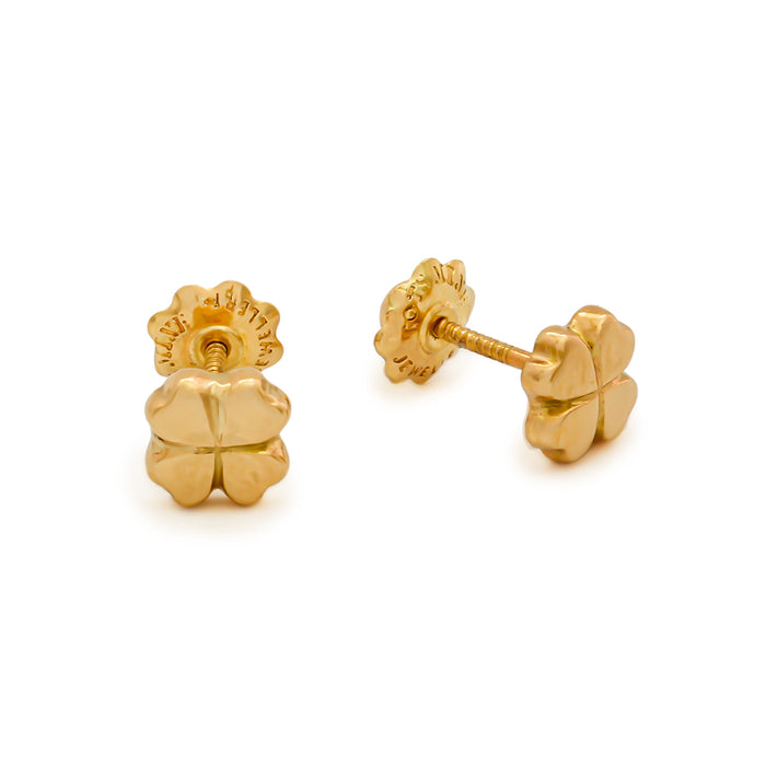 Luck flower gold stud earrings