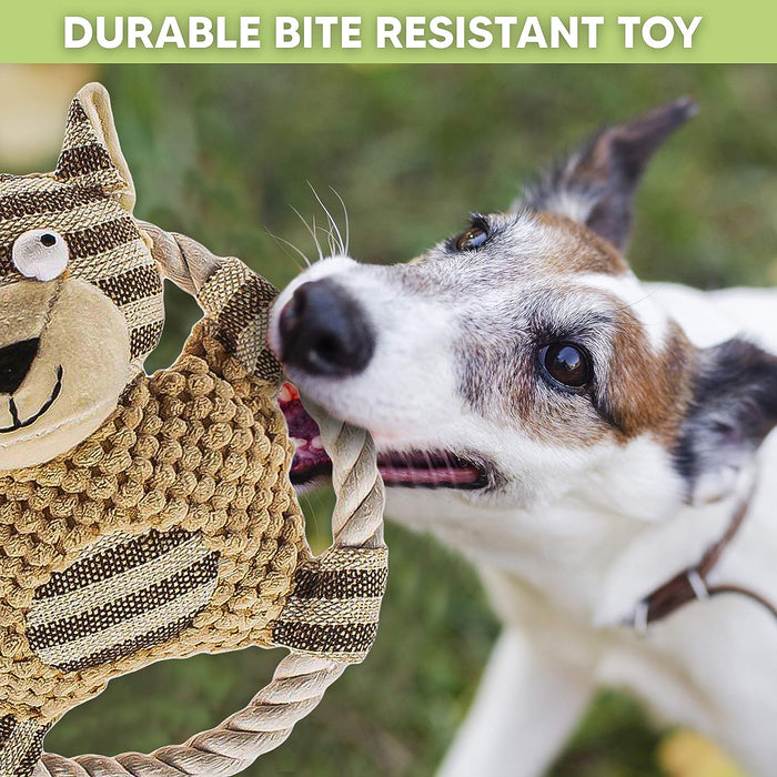 Chic Canine Comfort: 3-Piece Elegant Khaki Frisbee Plush Dog Toy Set