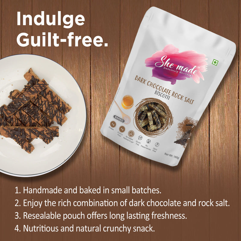 She Made Dark Chocolate & Rock Salt Biscotti 150g