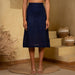 Navy Linen Midi Skirt