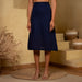 Navy Linen Midi Skirt