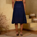 Navy Linen Midi Skirt