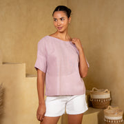 Linen Top With Circle Accent
