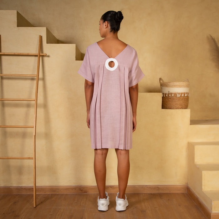 Linen Circle Accent Shift Dress