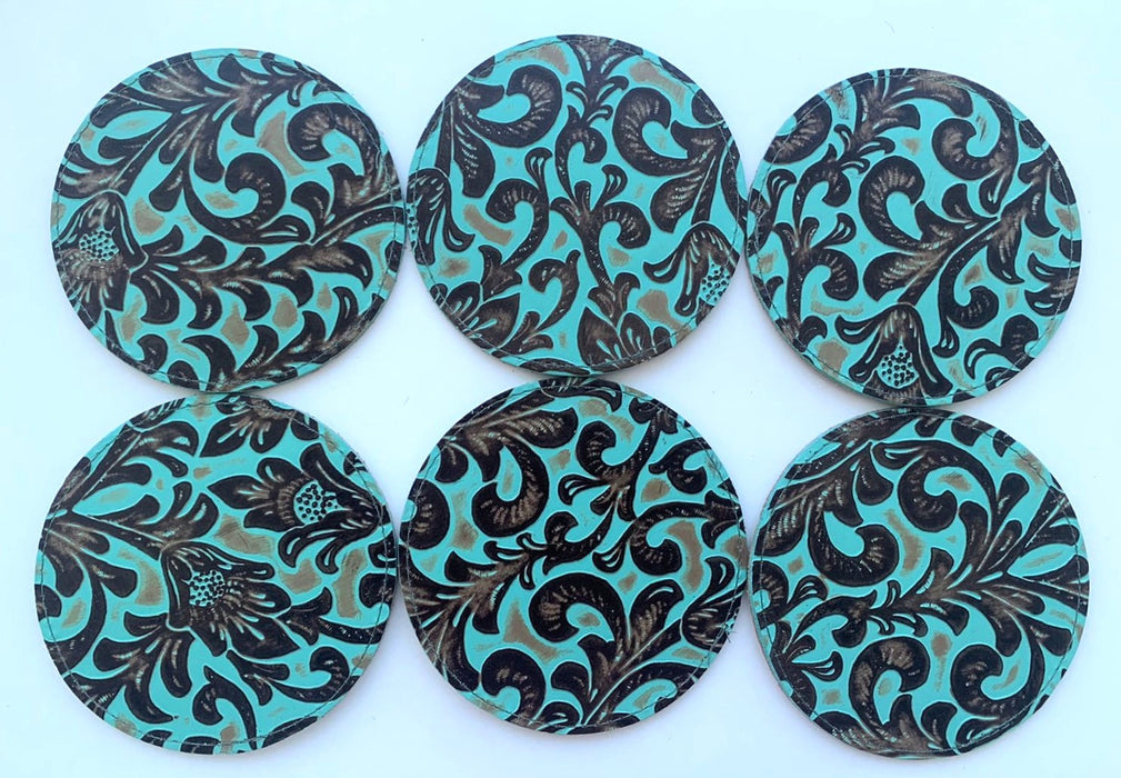 DEKOLAND Floral Turquoise Coaster
