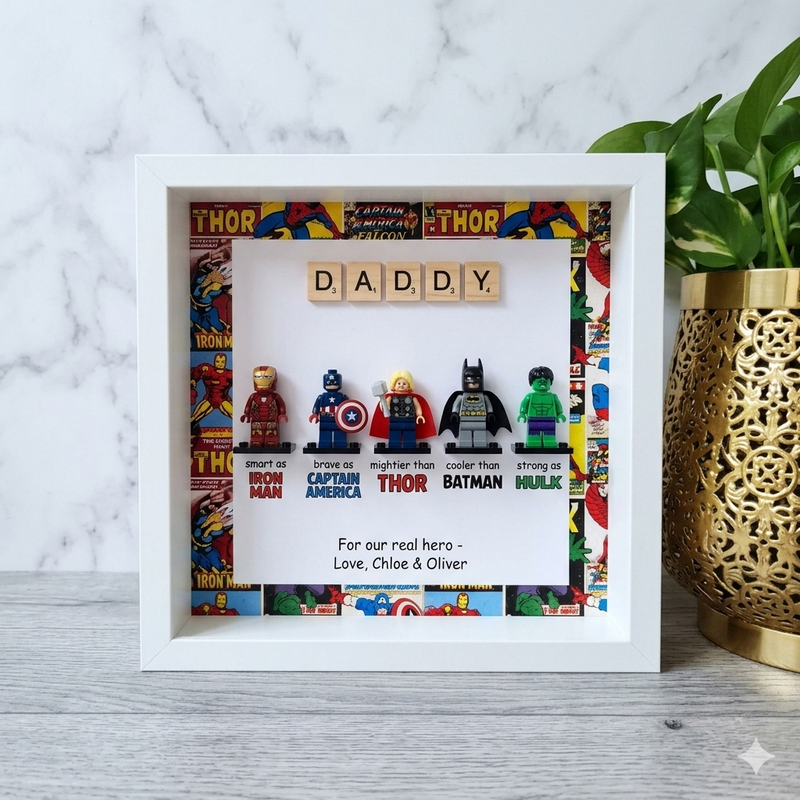 Lego Inspired Superhero frame | Father's day Gift | Gift for Him | Gift for Groom | Gift for Grandpa | Gift for Grand Father | Gift for Team Leader | Gift for Teacher | Graduation Gift | Promotion Gift