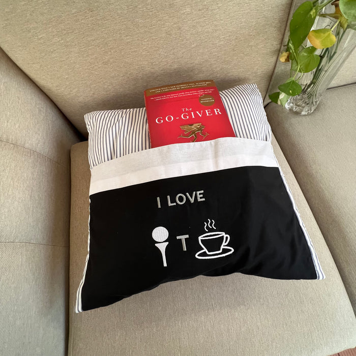 Reading Pillow - I Love T Golf T and Tea cup