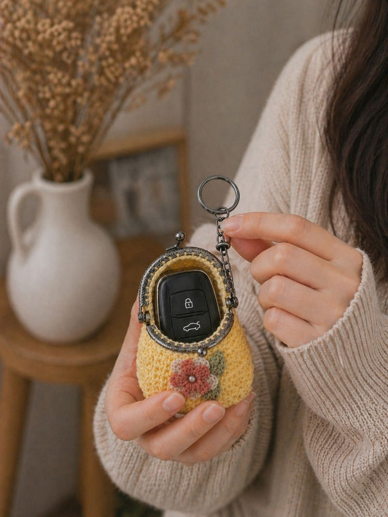 Chic Handcrafted Crochet Mini Bag with Bronze Clasp