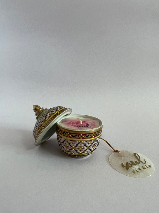 Handpainted Porcelain Ceramic Candle with lid - Small