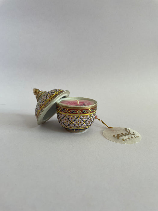 Handpainted Porcelain Ceramic Candle with lid - Small