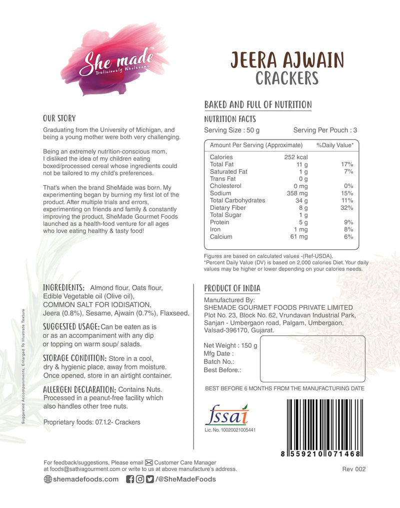 She Made Jeera ajwain Crackers 150g
