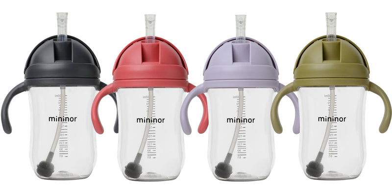 Mininor - Straw Bottle Tritan 330ml Moss Green