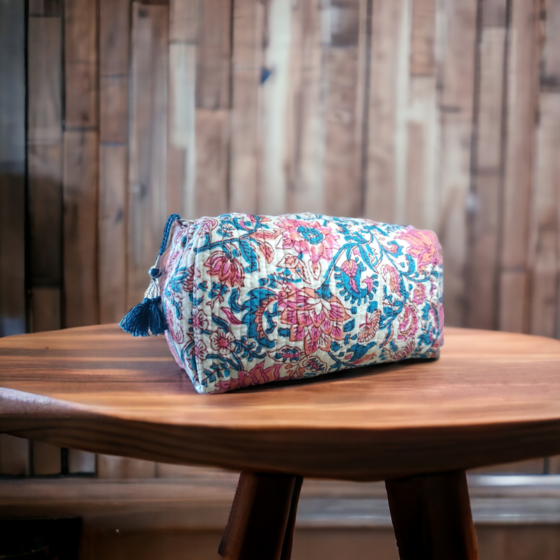 Lotus Print Cotton Pouch