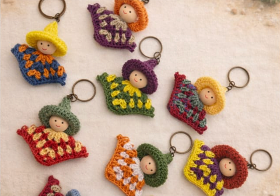 Vibrant Handcrafted Mexican Figure Bag Charm & Keyring