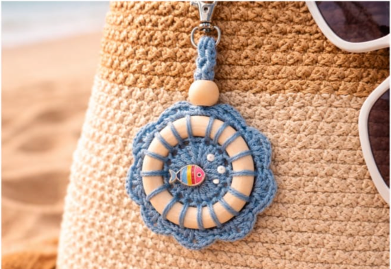 Ocean Breeze Handcrafted Crochet Bag Charm & Keyring