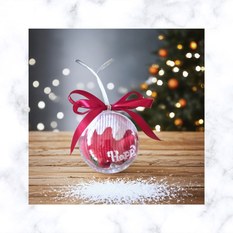 Christmas Cotton Sock in Clear Bauble – Festive Gift with Personalization Option