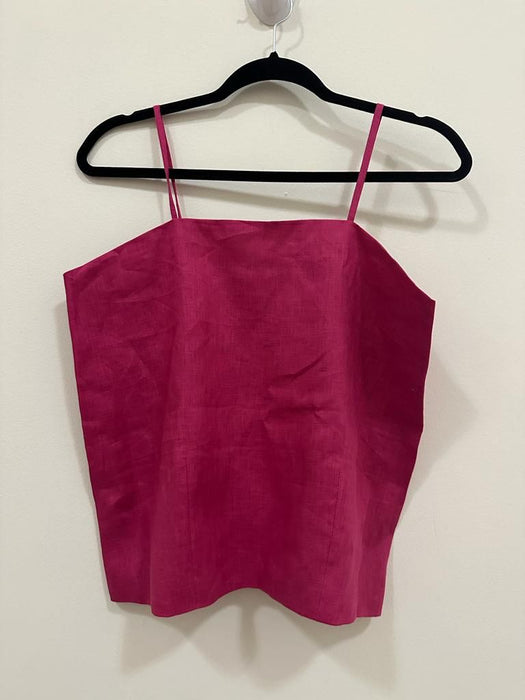 Pure linen singlet with smocking elastic at back