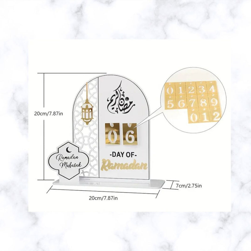 Acrylic Ramadan Countdown Calendar – Elegant Golden Day Tracker | Ramadhan | Islamic Gift