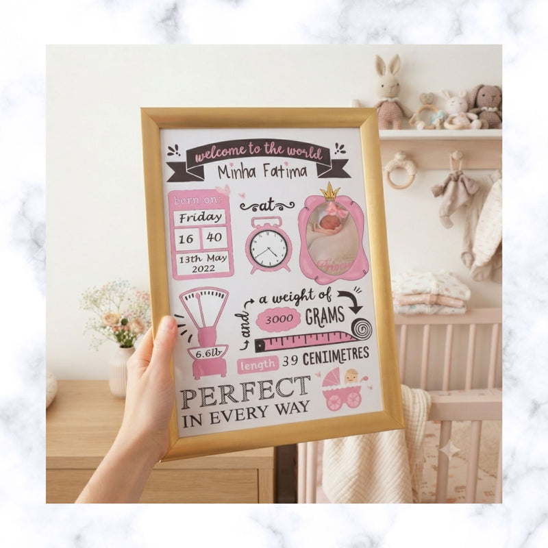 Personalised Baby Birth Frame | New Born Gift | Baby Gift