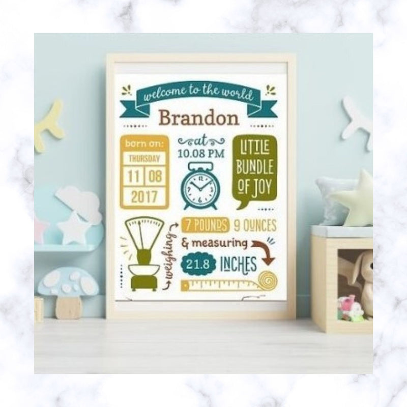 Personalised Baby Birth Frame | New Born Gift | Baby Gift