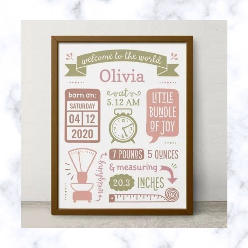 Personalised Baby Birth Frame | New Born Gift | Baby Gift