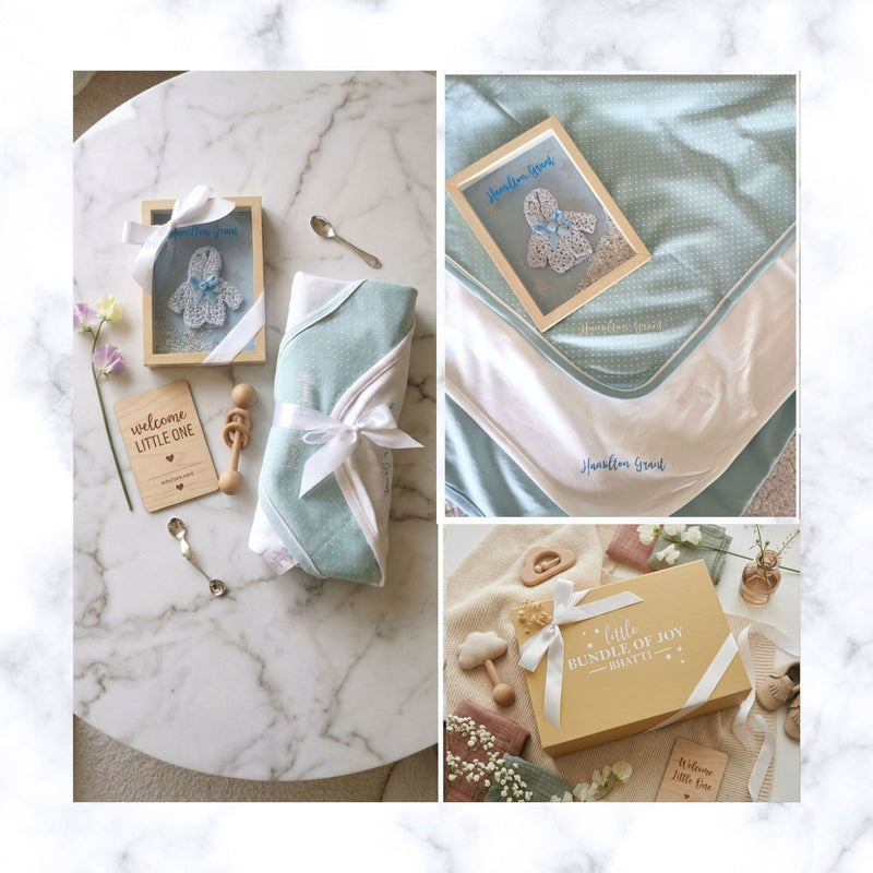 New Born Baby Gift | Baby Shower Gift | Gift For New Parents | Personalised Organic Swaddle
