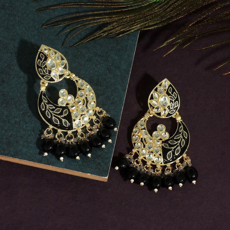 Black Color Meenakari Earrings (MKE1719BLK) - Black