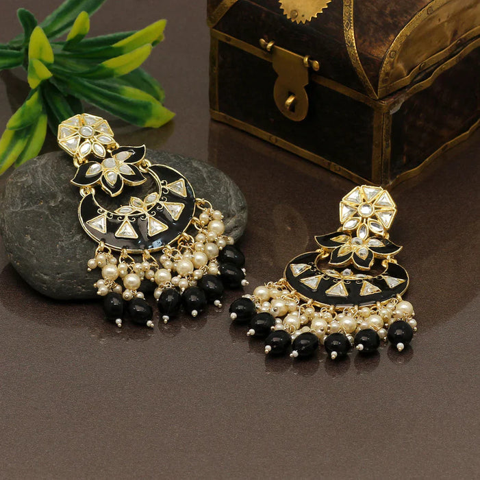 Black Color Meenakari Earrings (MKE1764BLK) - Black